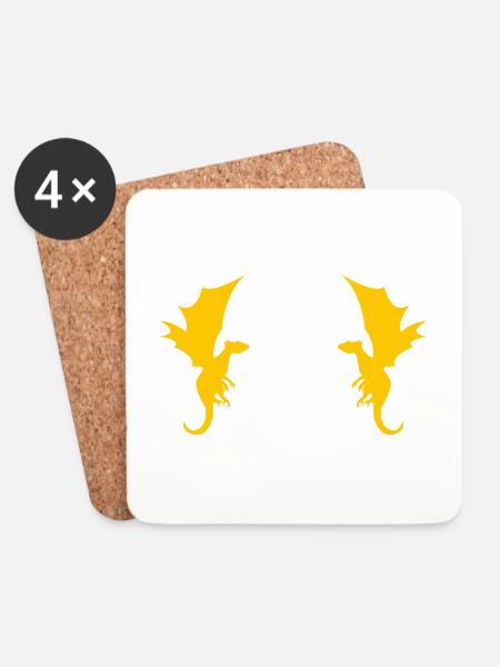 Drache Drachen Muster - Untersetzer (4er-Set) - Weiß