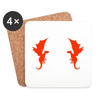 Drache Drachen Muster - Untersetzer (4er-Set) - Weiß - Vorne