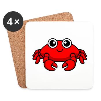 Crabe Comic Animal - Dessous de verre (lot de 4) - blanc - Devant