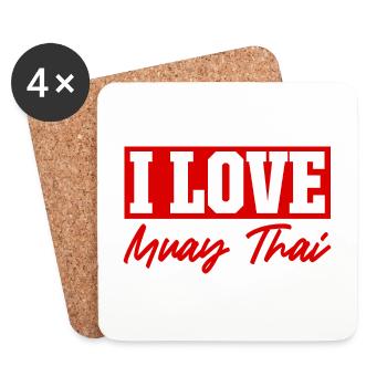 J’adore le Muay Thai - Dessous de verre (lot de 4) - blanc - Devant