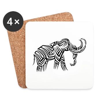 Tatouage tribal de mammouth - Dessous de verre (lot de 4) - blanc - Devant