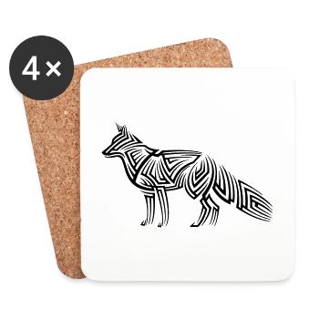 Tatouage tribal Fox - Dessous de verre (lot de 4) - blanc - Devant