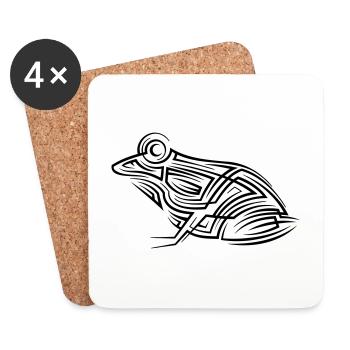 Tatouage tribal de grenouille - Dessous de verre (lot de 4) - blanc - Devant