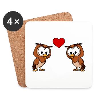 Eule Comic Paar liebe - Untersetzer (4er-Set) - Weiß - Vorne