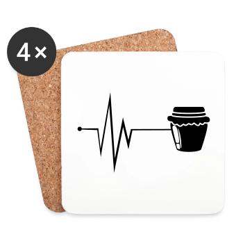 Honey symbol pulse beekeeper - Coasters (set of 4) - white - Front