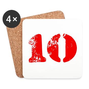 Symbole de 10 chiffres - Dessous de verre (lot de 4) - blanc - Devant