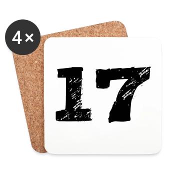 Maillot 17 numéro - Dessous de verre (lot de 4) - blanc - Devant