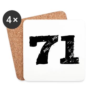 71 Zahl Trikot - Untersetzer (4er-Set) - Weiß - Vorne