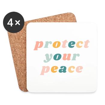 Protégez votre paix - Happy Colorful Vibe Christian - Dessous de verre (lot de 4) - blanc - Devant
