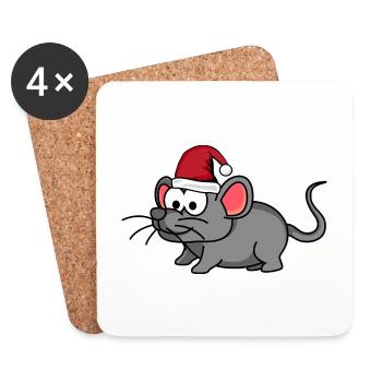 Mouse Comic Christmas - Coasters (set of 4) - white - Front