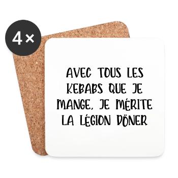 avec tous les kebabs que je mange - Dessous de verre (lot de 4) - blanc - Devant
