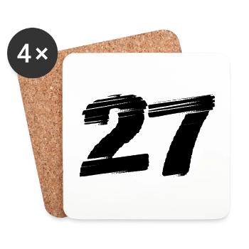 27 Maillot numéro - Dessous de verre (lot de 4) - blanc - Devant