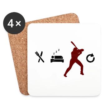 Baseball - Untersetzer (4er-Set) - Weiß - Vorne