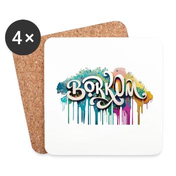 Borkum Graffiti Schriftzug - Untersetzer (4er-Set) - Weiß - Vorne