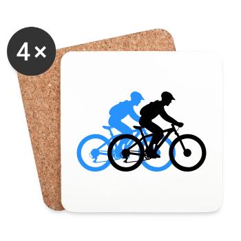 Mountain Bike Bicycle Man Silhouette - Coasters (set of 4) - white - Front