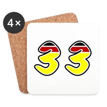 33 Zahl symbol Germany - Untersetzer (4er-Set) - Weiß - Vorne