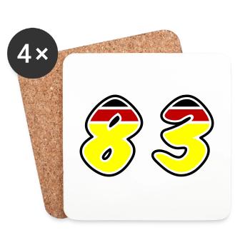83 Symbole numérique Allemagne - Dessous de verre (lot de 4) - blanc - Devant