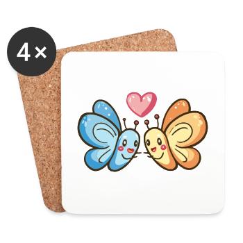 Schmetterling Paar Verliebt Tier Valentinstag - Untersetzer (4er-Set) - Weiß - Vorne