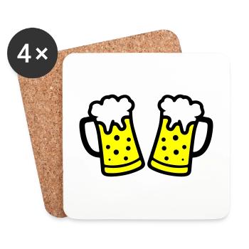 Chope de bière symbole de bière - Dessous de verre (lot de 4) - blanc - Devant