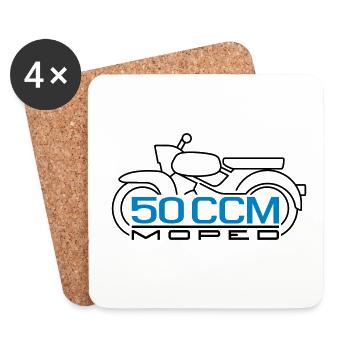 50ccm Moped Sperber Habicht Emblem v.2 - Untersetzer (4er-Set) - Weiß - Vorne