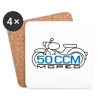 50ccm Moped Spatz Emblem v.2 - Untersetzer (4er-Set) - Weiß - Vorne