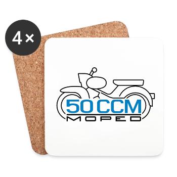 Emblème étoile de cyclomoteur 50cc v.2 - Dessous de verre (lot de 4) - blanc - Devant