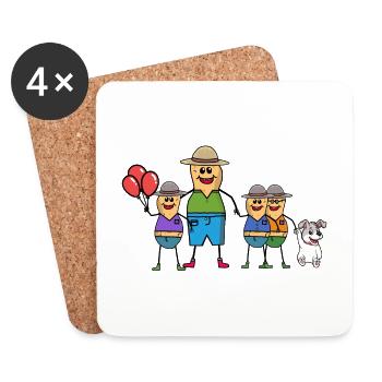 Père, Fils, Famille, Enfants, Cacahuètes, Monoparentalité - Dessous de verre (lot de 4) - blanc - Devant
