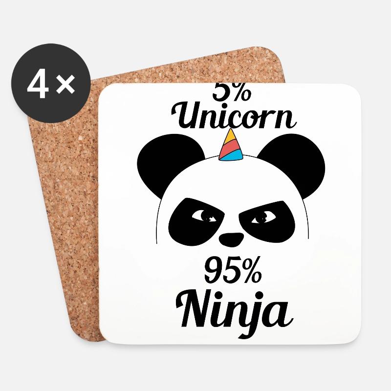 Einhorn Panda Ninja Kung Fu Panda - Untersetzer (4er-Set) - Weiß