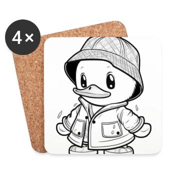 Cozy Duck - Ready for Rain - Coasters (set of 4) - white - Front