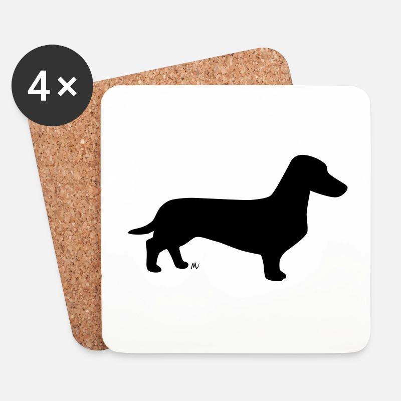 Short-haired dachshund silhouette - Coasters (set of 4) - white