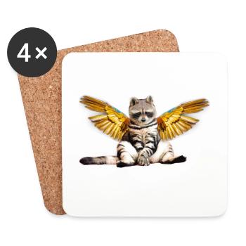 Raccoon Cat - Coasters (set of 4) - white - Front