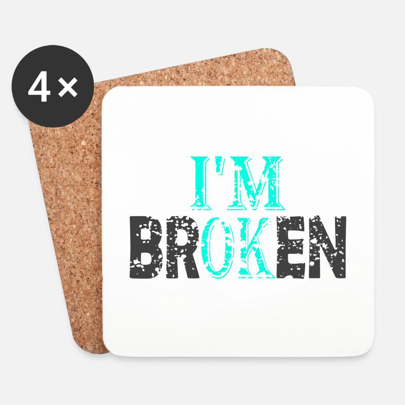 i'm broken - Untersetzer (4er-Set) - Weiß