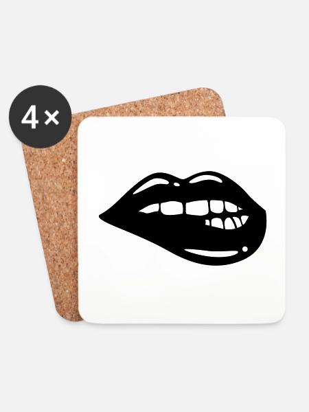 Lippen symbol - Untersetzer (4er-Set) - Weiß
