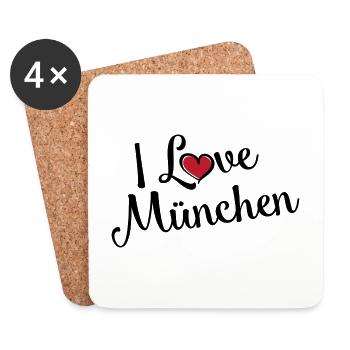 I Love München - Untersetzer (4er-Set) - Weiß - Vorne