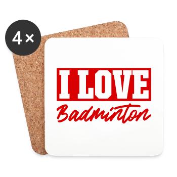 Ich liebe Badminton - Untersetzer (4er-Set) - Weiß - Vorne