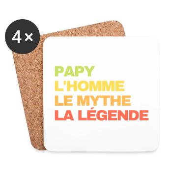 papy l'homme le mythe la légende cadeau papy - Dessous de verre (lot de 4) - blanc - Devant