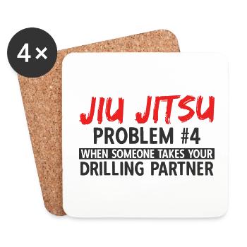 BJJ Jiu Jitsu - Untersetzer (4er-Set) - Weiß - Vorne