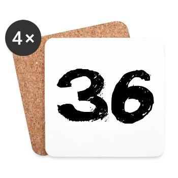 36 Zahl Trikot - Untersetzer (4er-Set) - Weiß - Vorne