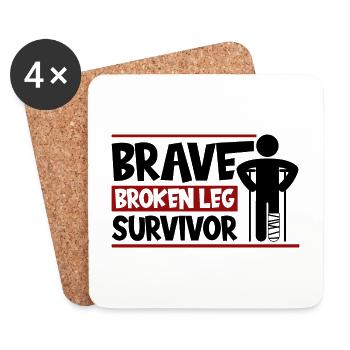 Brave Broken Leg Survivor - Untersetzer (4er-Set) - Weiß - Vorne