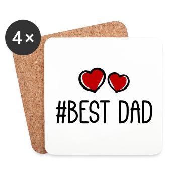 Meilleur Papa Coeurs Amour - Dessous de verre (lot de 4) - blanc - Devant