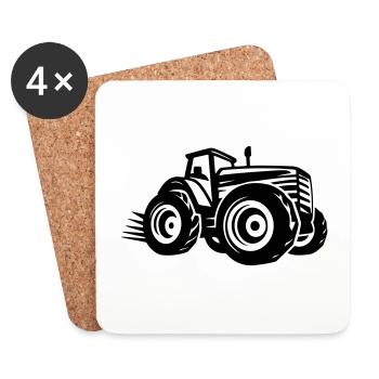 Tractor Silhouette Agriculture - Coasters (set of 4) - white - Front