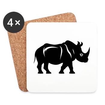 Nashorn Silhouette - Untersetzer (4er-Set) - Weiß - Vorne