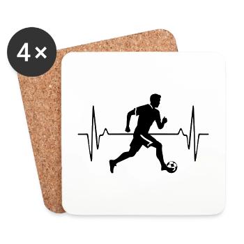 Joueur de football Joueur de football Homme Fréquence d’impulsion - Dessous de verre (lot de 4) - blanc - Devant