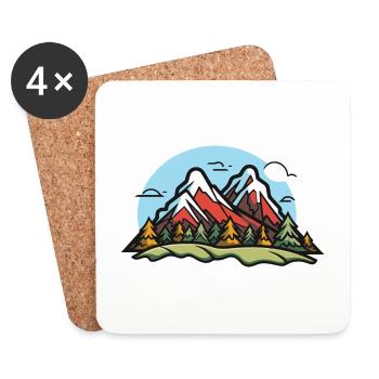 Montagnes, Nature, Paysage - Dessous de verre (lot de 4) - blanc - Devant