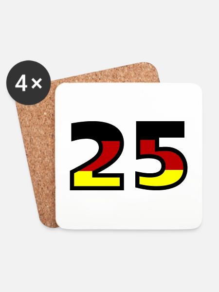 25 Zahl Deutschland Trikot - Untersetzer (4er-Set) - Weiß