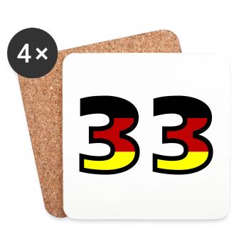33 Zahl Deutschland Trikot - Untersetzer (4er-Set) - Weiß - Vorne