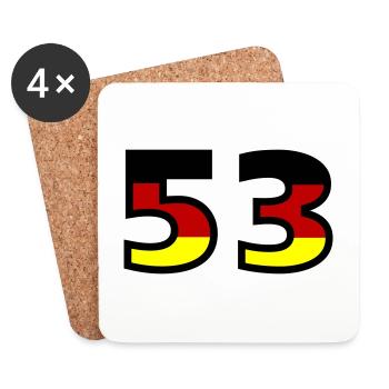 53 Numéro Allemagne Jersey - Dessous de verre (lot de 4) - blanc - Devant