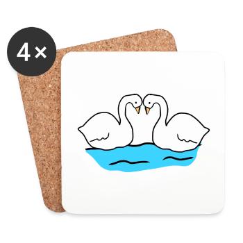 Swan Swans Animal Symbol Animals Love Couple - Coasters (set of 4) - white - Front