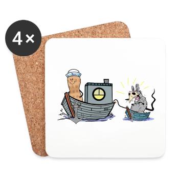 Peanut Sailor Plague Rat Adventure Travel Boat - Coasters (set of 4) - white - Front