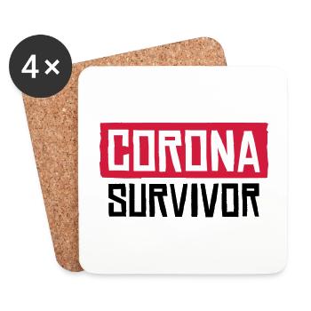 Corona Survivor - Untersetzer (4er-Set) - Weiß - Vorne